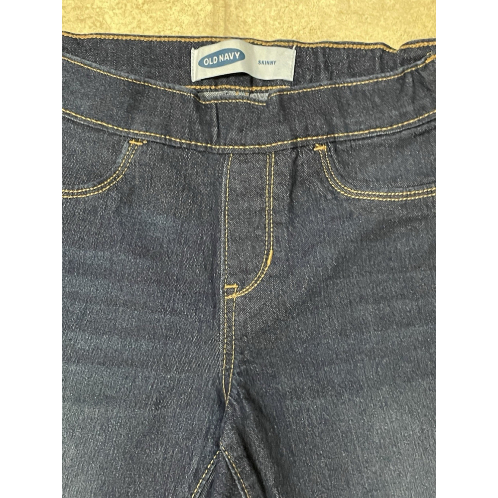 Old Navy Girls Skinny Jeans Sz 10-12 Pull On Adjustable Waist Stretch Dark Wash - Picture 4 of 6